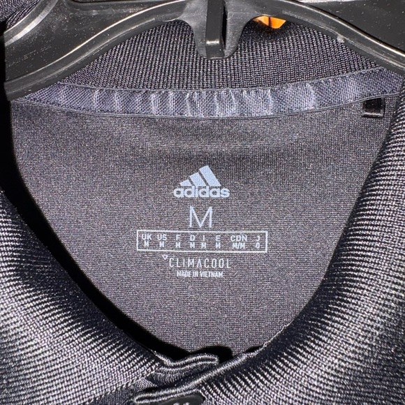 adidas Black Men’s Short-Sleeve Polo with White Logo - Picture 2 of 5